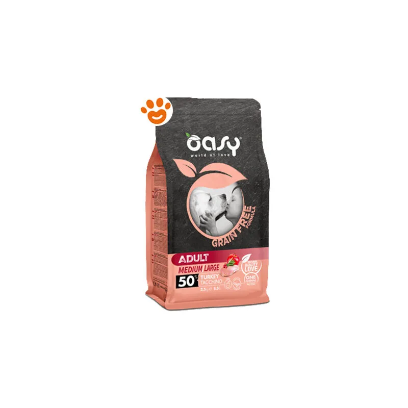 Dog Grain Free Adult Medium/Large Tacchino - Sacco da 2,5 kg - Oasy