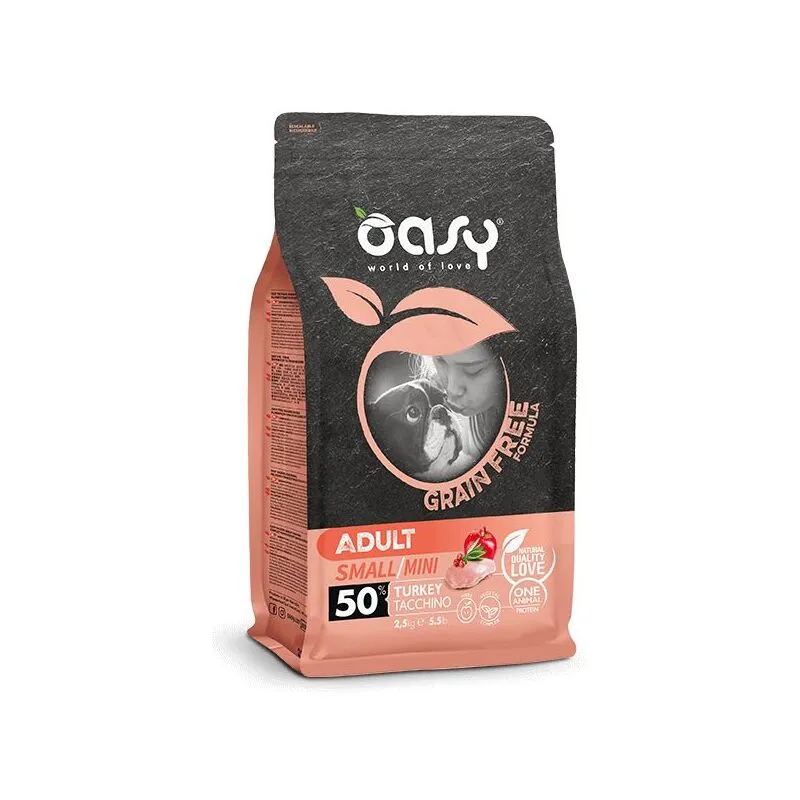 Oasy - grain free adult small mini tacchino 800 gr