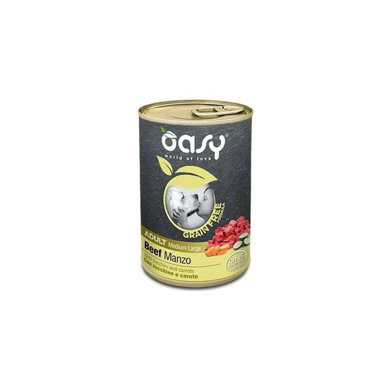 Oasy - Grain Free per Cani Adult Medium-Large da 400 gr Manzo con Zucchine e Carote