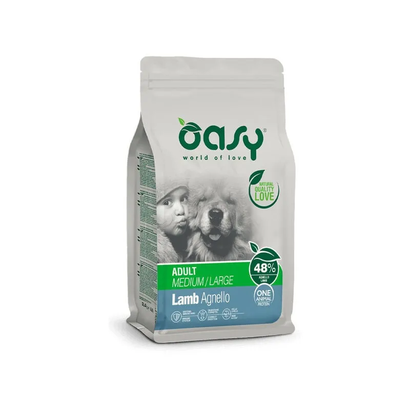 Oasy - Monoproteico per Cane Adult Medium/Large con Agnello da 2,5 Kg