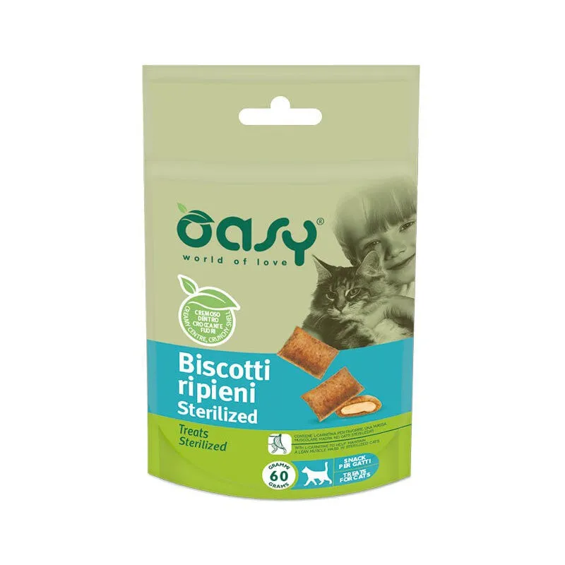 Oasy - Snack Gatto biscotti ripieni sterilized 60 gr