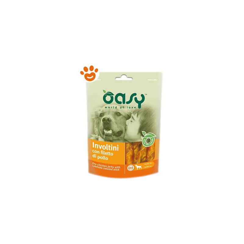 Dog Snack Involtini con Filetto di Pollo - Confezione da 100 Gr - Oasy