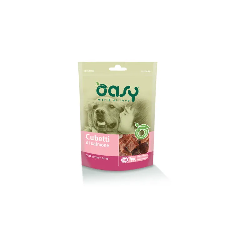 Oasy Snack Per Cani CUBETTI di SALMONE Busta 80 gr