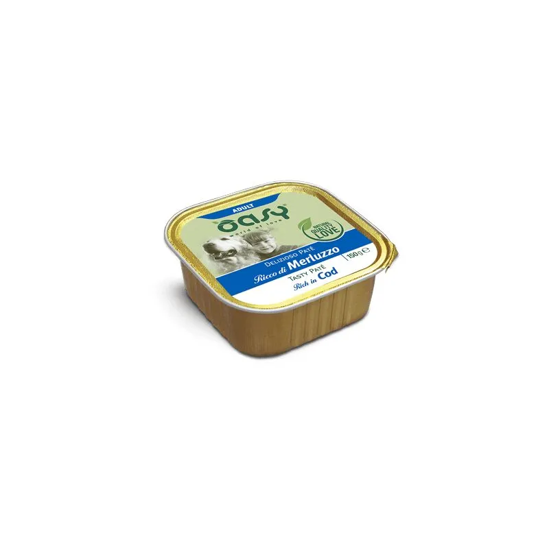 Oasy Umido Cane DELIZIOSO PAT√â - ADULT MERLUZZO Vaschetta 150 gr