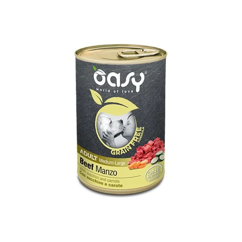 Oasy - Umido Cane grain free adult medium/large manzo Lattina 400 gr