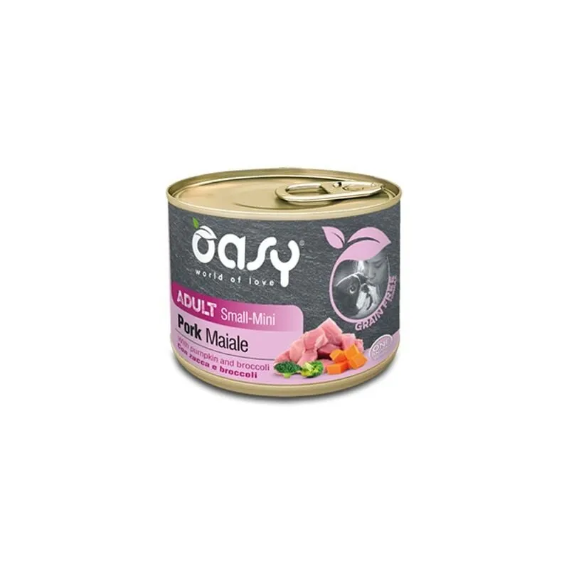 Oasy - Umido Cane grain free adult small/mini maiale Lattina 200 gr