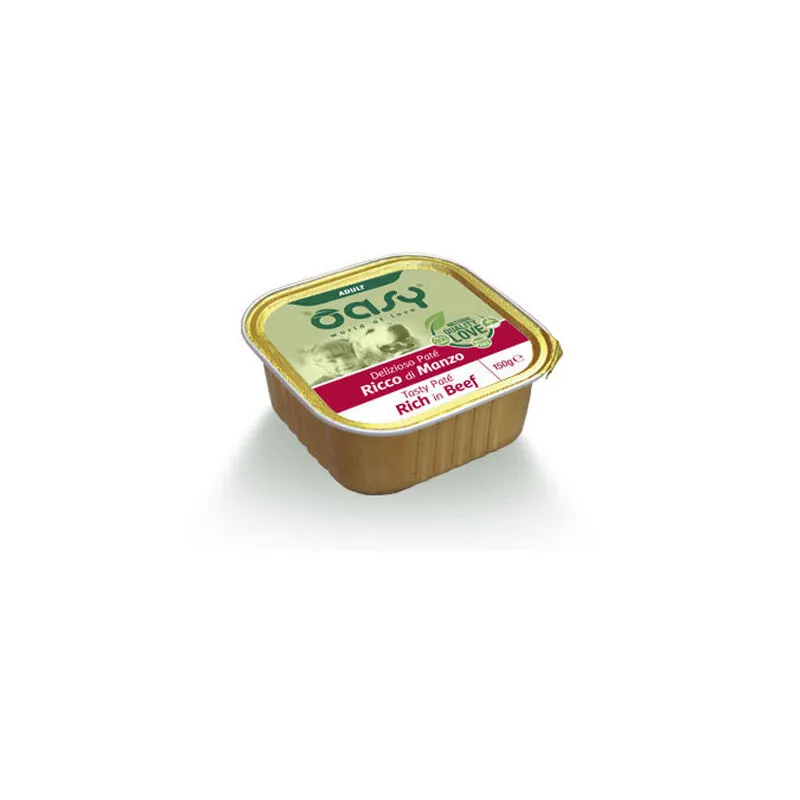 Oasy - Umido Cani delizioso paté adult manzo Vaschetta 150 gr