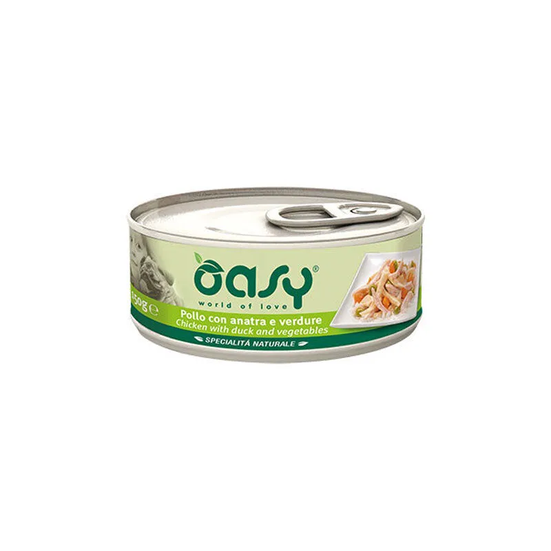 Oasy - Umido Cani pollo con anatra e verdure Lattina 150 gr