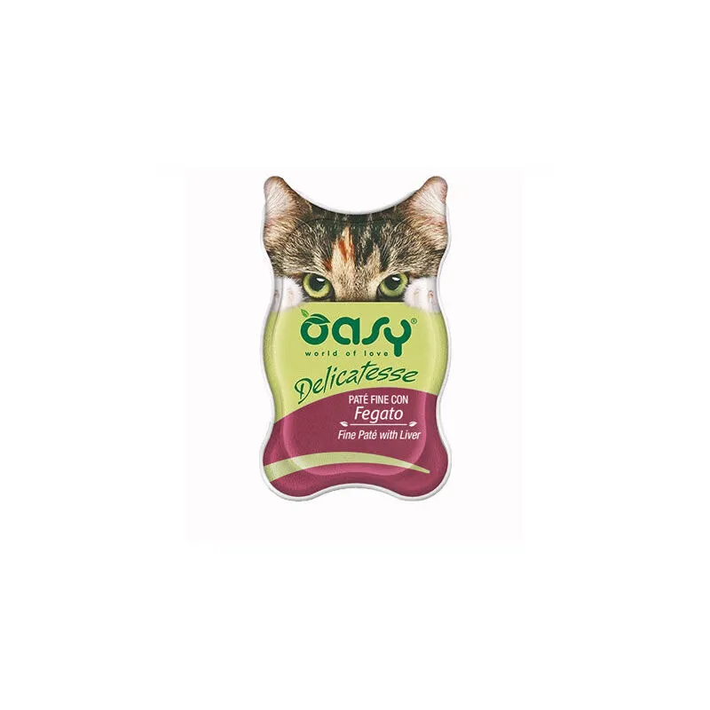 Umido Gatto delicatesse Paté con fegato Vaschetta 85 gr - Oasy