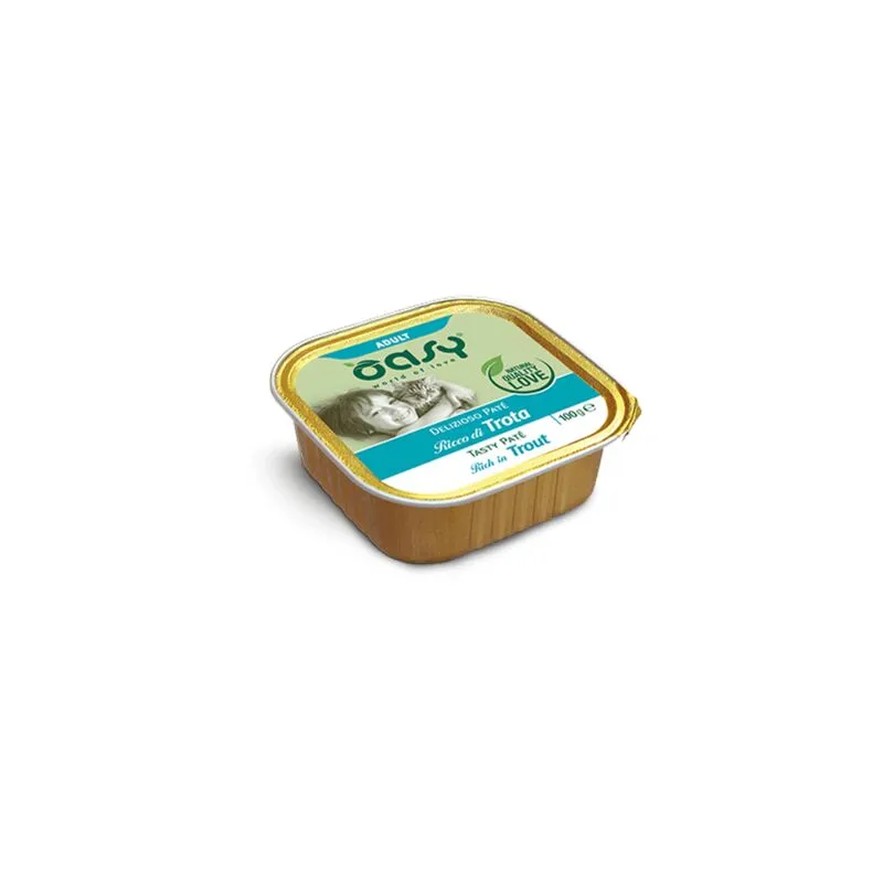 Umido Gatto delizioso paté - adult trota Vaschetta 100 gr - Oasy