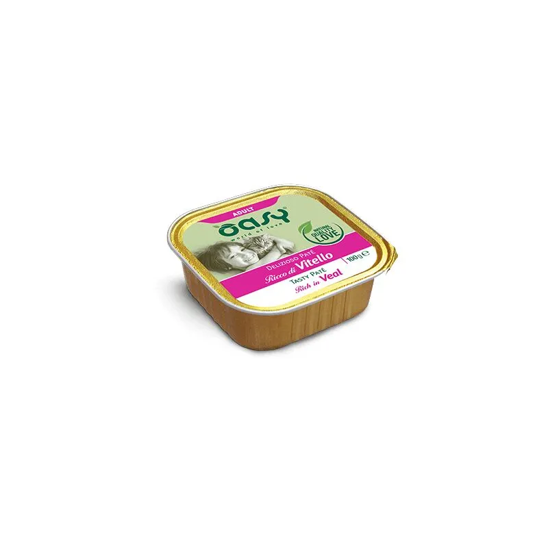 Umido Gatto delizioso paté - adult vitello Vaschetta 100 gr - Oasy