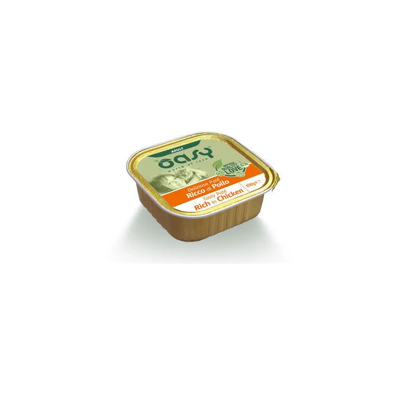 Umido Gatto delizioso paté kitten pollo Vaschetta 100 gr - Oasy