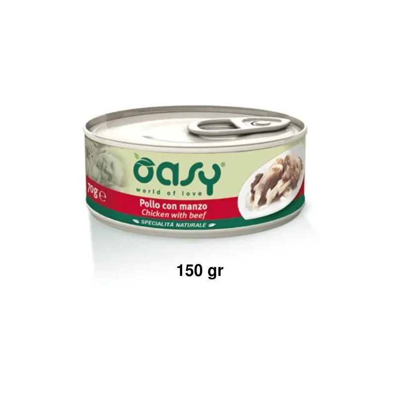 Oasy - Umido Gatto pollo con manzo Lattina 150 gr