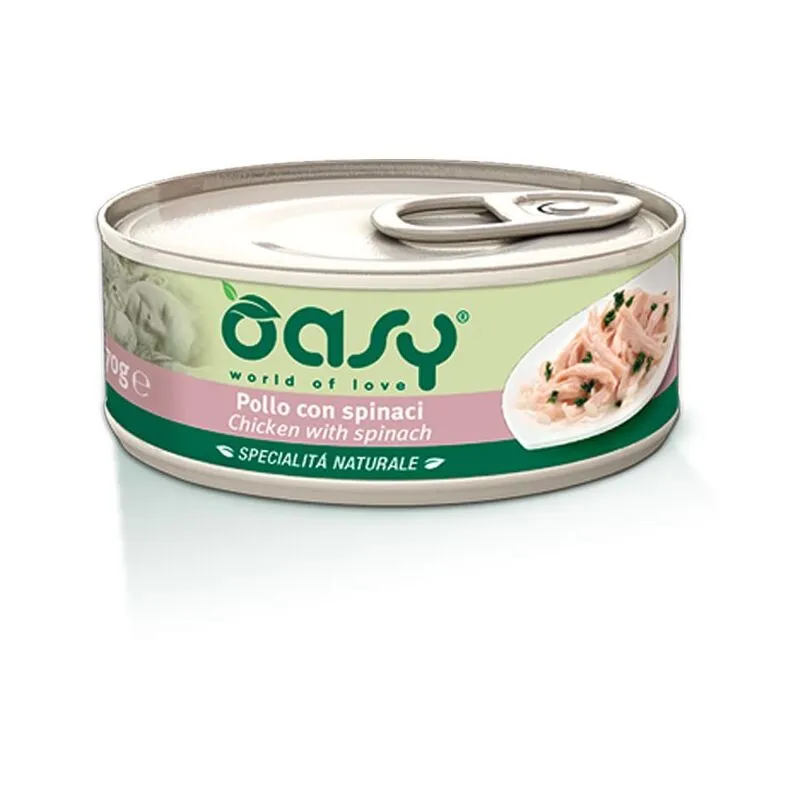 Umido Gatto pollo con spinaci Lattina 150 gr - Oasy