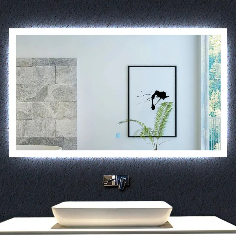 Ocean 120x70cm Specchio da bagno rettangolare a led, antiappannamento, tre luci