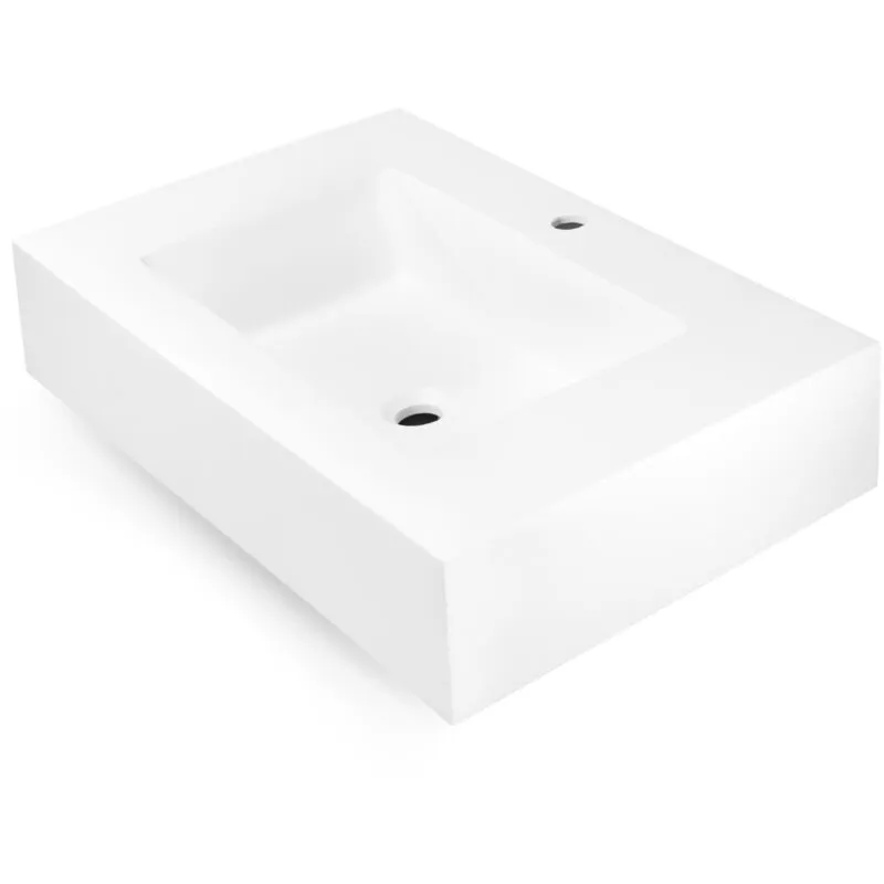 Top lavabo sospeso in materiale marmo resina finitura liscia due colorazioni misure 60x46x15 cm - tinta bianco opaco - confezione 1