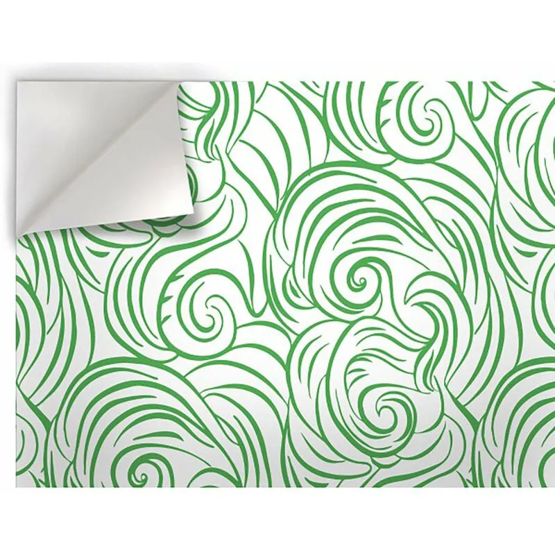 Onde ricce - Pellicola stampata adesiva in pvc finitura opaca - Colore: Verde - Misura: 100x200 cm