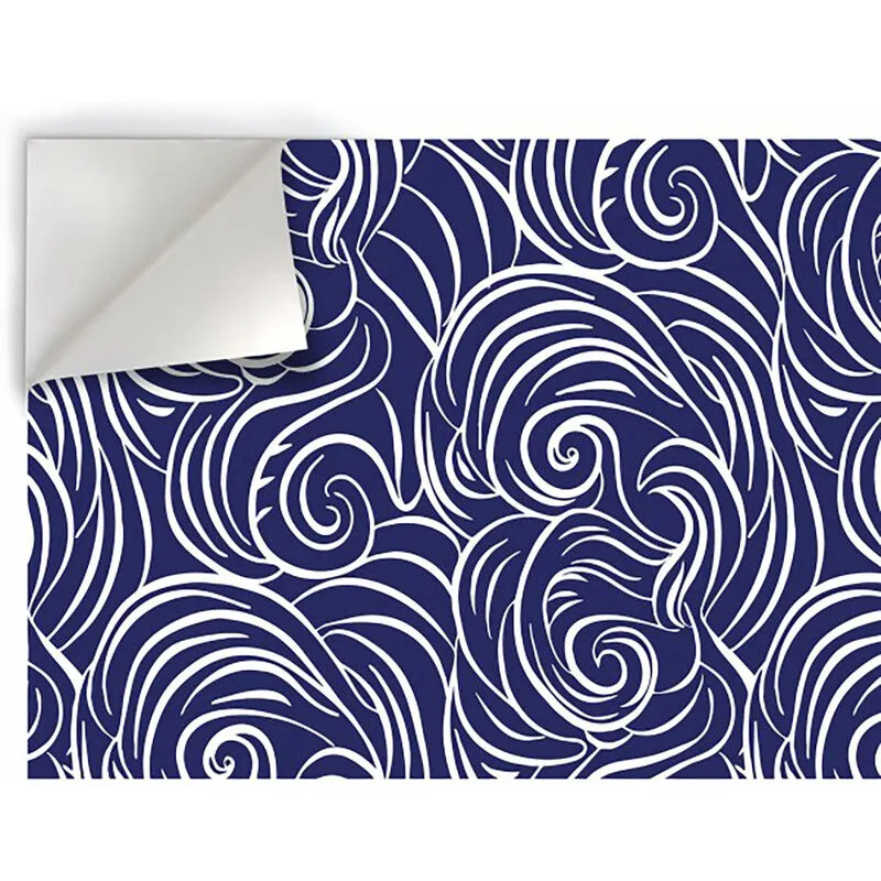 Onde ricce - Pellicola stampata adesiva in pvc finitura opaca - Misura: 100x500 cm - Colore: Blu