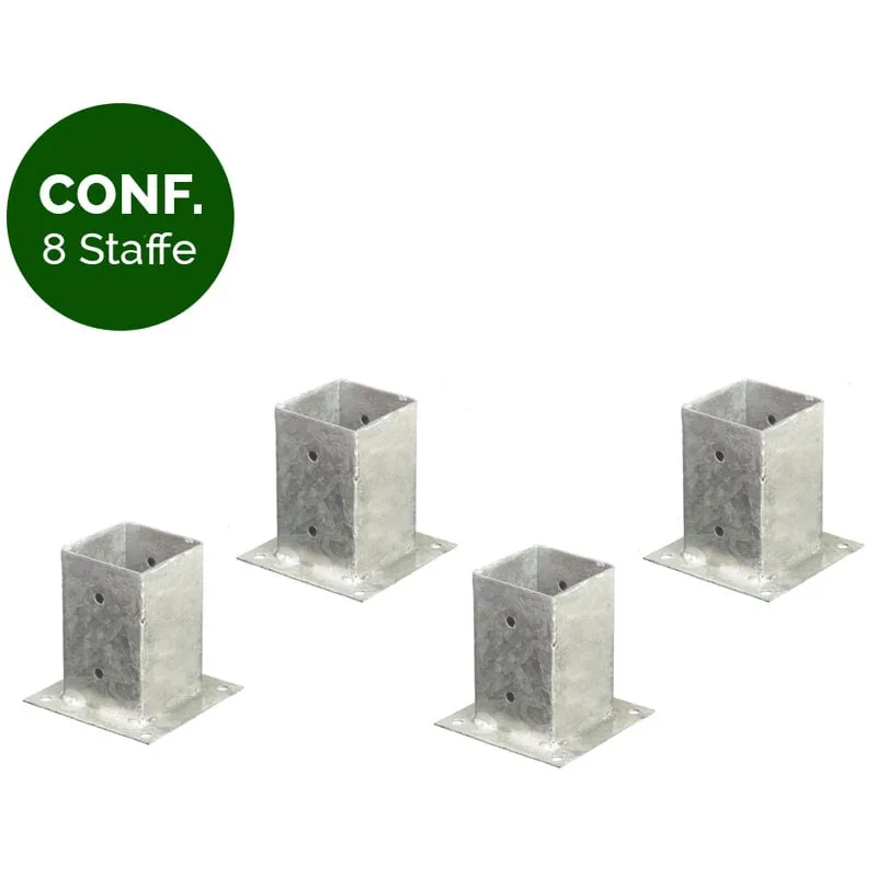 Onlywood Staffe fissaggio a bicchiere per montante 7 x 7 cm - Conf. 8 Pezzi