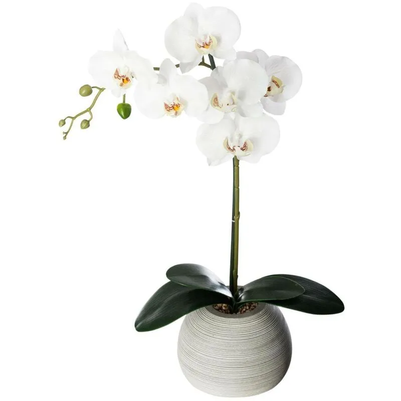 Atmosphera - Orchidea artificiale in vaso di cemento h53cm - orchidea real touch cemento, plastica, eva, dimensioni h. 50 cm vaso: d.18 x h.11 cm