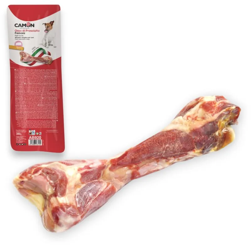 Camon - Osso di prosciutto essiccato per masticazione cani adulti 100% naturale Prosciutto femore 390 gr