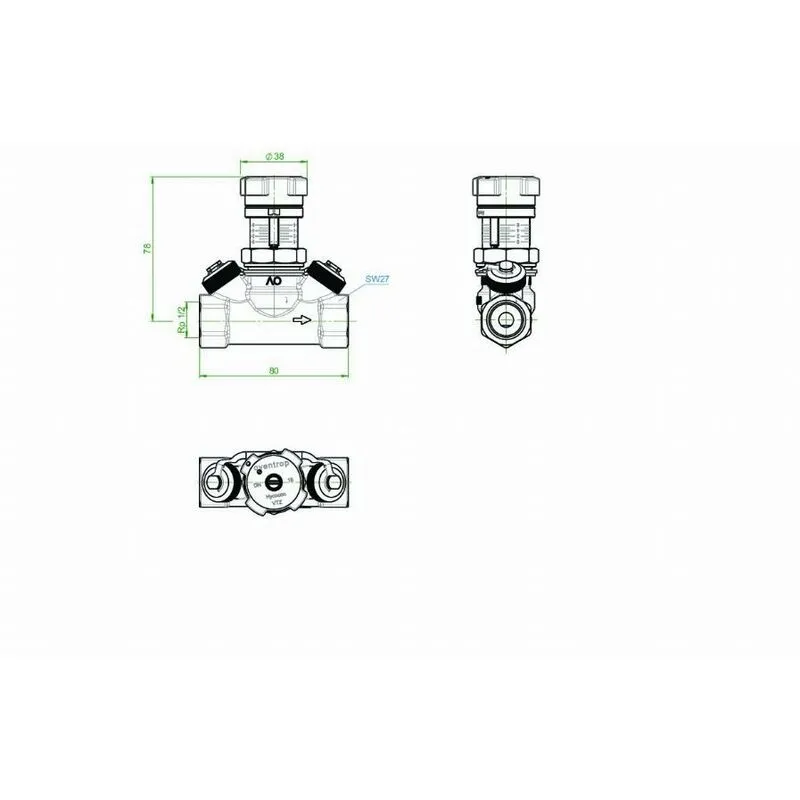 Buderus - oventrop Valvola di bilanciamento Hycocon vtz - pn 16 dn 32, Rp ¾ f, con prese di pressione e valvole di scarico - 1061710