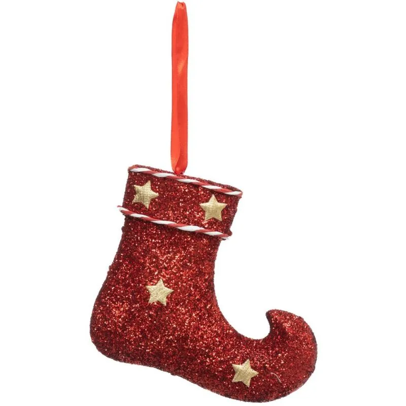 Fééric Lights And Christmas - Decorazione per albero di natale rosso glitter 16cm - Atmosphera créateur d'intérieur