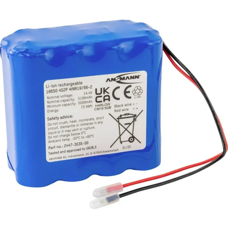 Pacco batteria 8x 18650  4S2P con cavo Li-Ion 14.4 v 5100 mAh