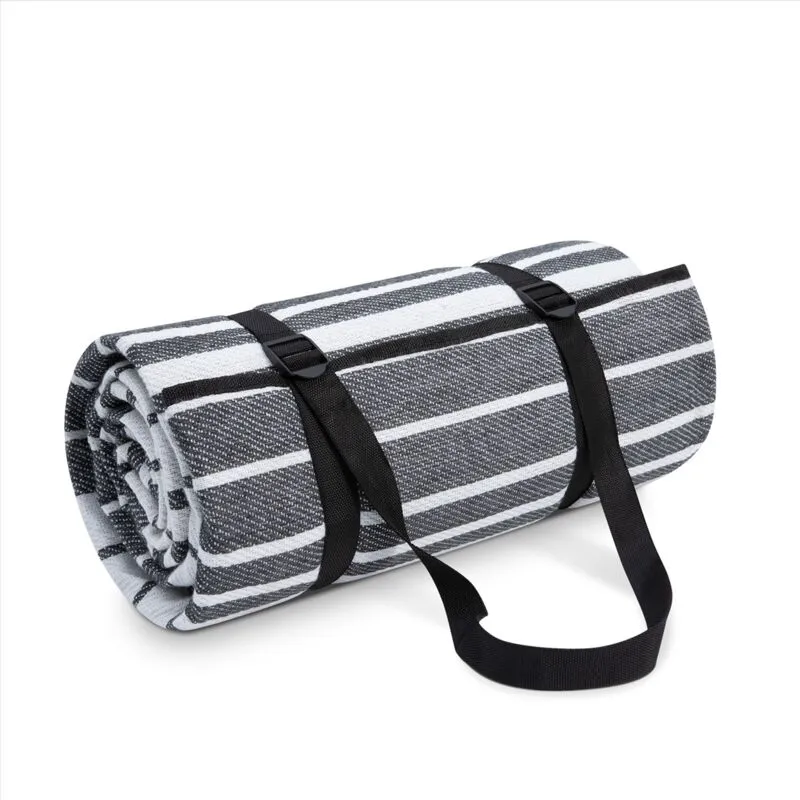 Coperta Picnic Campeggio xxl Spiaggia Coperta Picnic Impermeabile Con Maniglia 200x200cm, Grigio - Bianco 2 - Paco Home