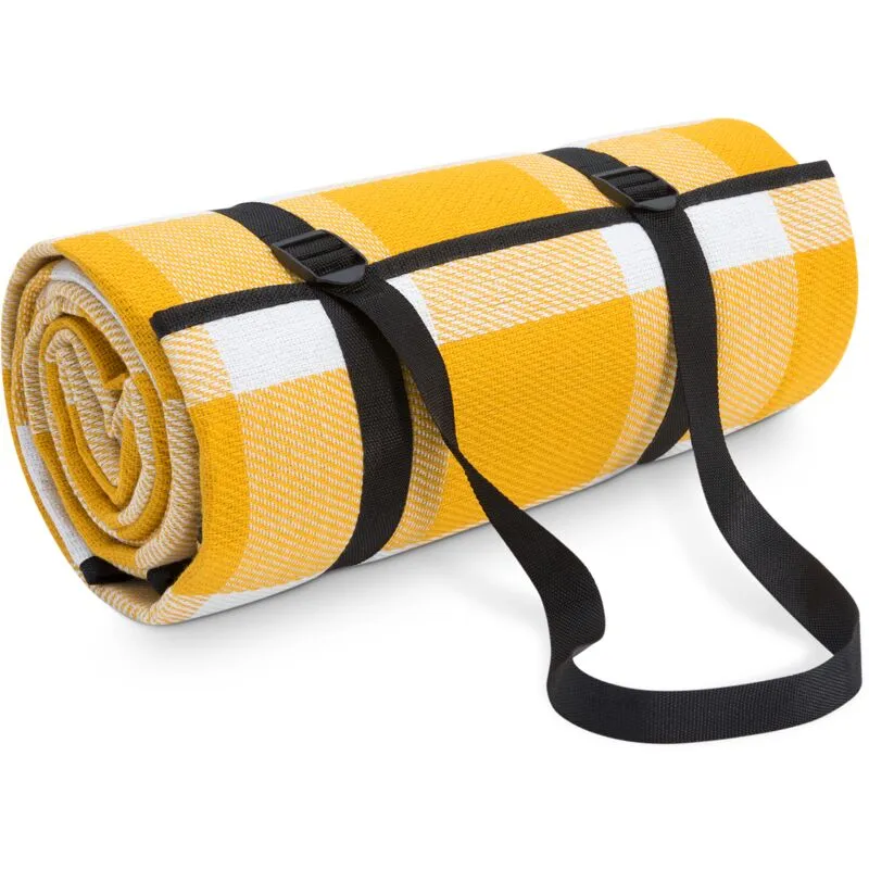 Paco Home Coperta Picnic Campeggio XXL Spiaggia Coperta Picnic Impermeabile Con Maniglia Giallo 1, 150x200cm