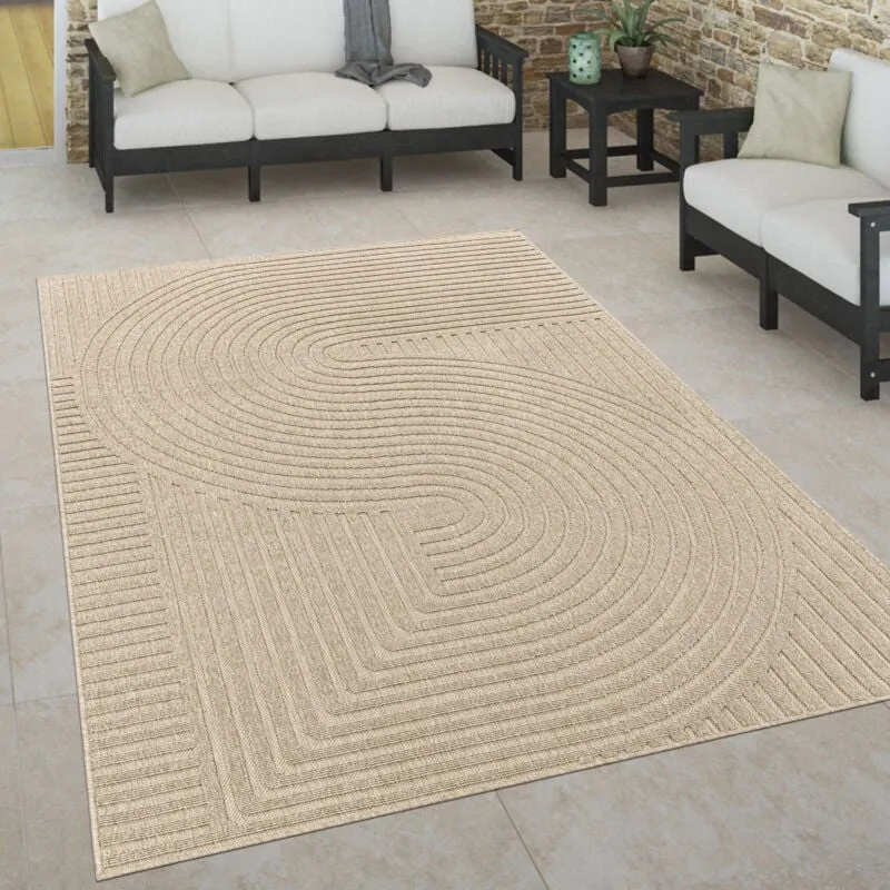 Per interni ed esterni, per terrazza e balcone, anti-intemperie, scandinavo 160x230 cm, Beige 3 - Paco Home