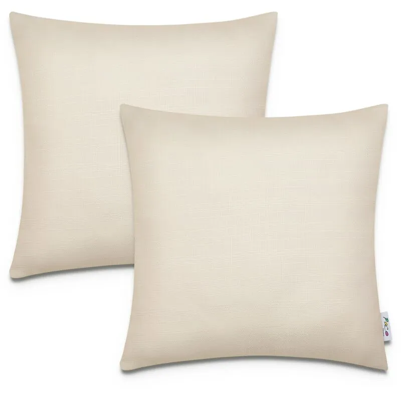 Set 2 Fodere Cuscino 45x45 Copricuscino Righe Per Interni Ed Esterni Deco 2pcs-Set, Crema - Paco Home