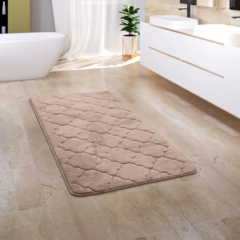 Tappeto Bagno Tappetino Da Bagno Zerbino Morbido Memory Foam 3D 60x100 cm, Beige - Paco Home