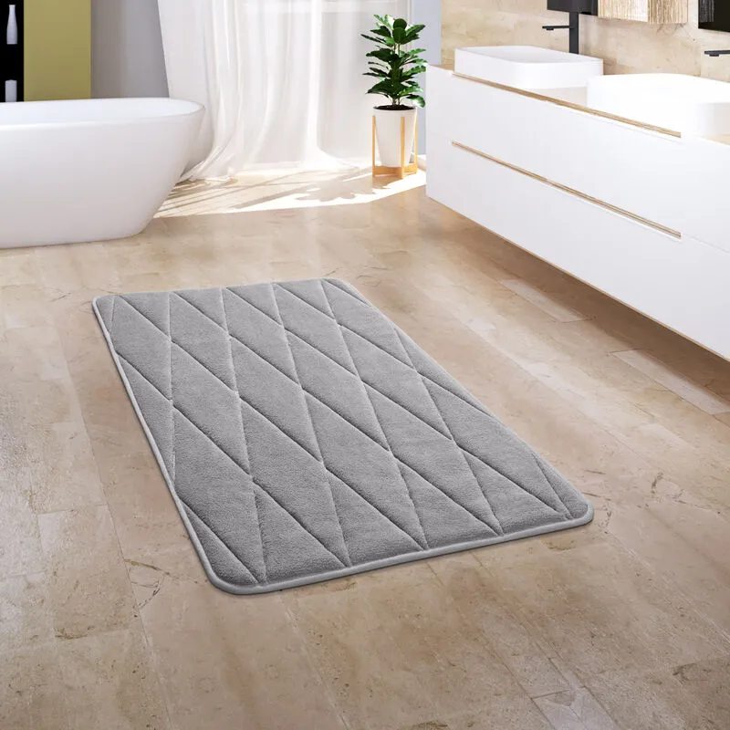 Tappeto Bagno Tappetino Da Bagno Zerbino Morbido Memory Foam 3D Grigio 2, 65x120 cm (de) - Paco Home