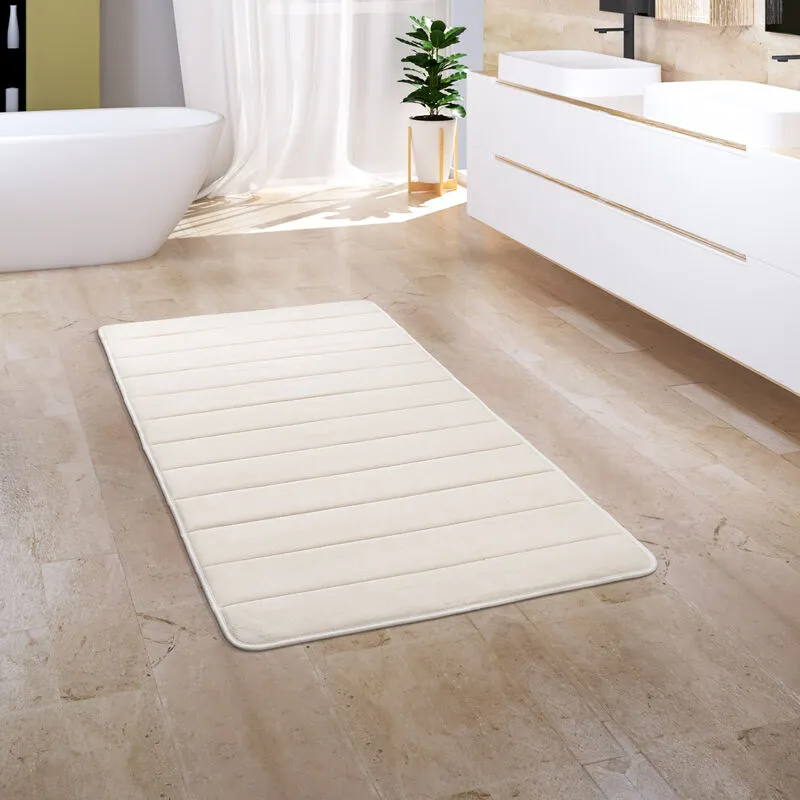 Tappeto Bagno Tappetino Da Bagno Zerbino Morbido Memory Foam 3D 50x80 cm, Crema - Paco Home