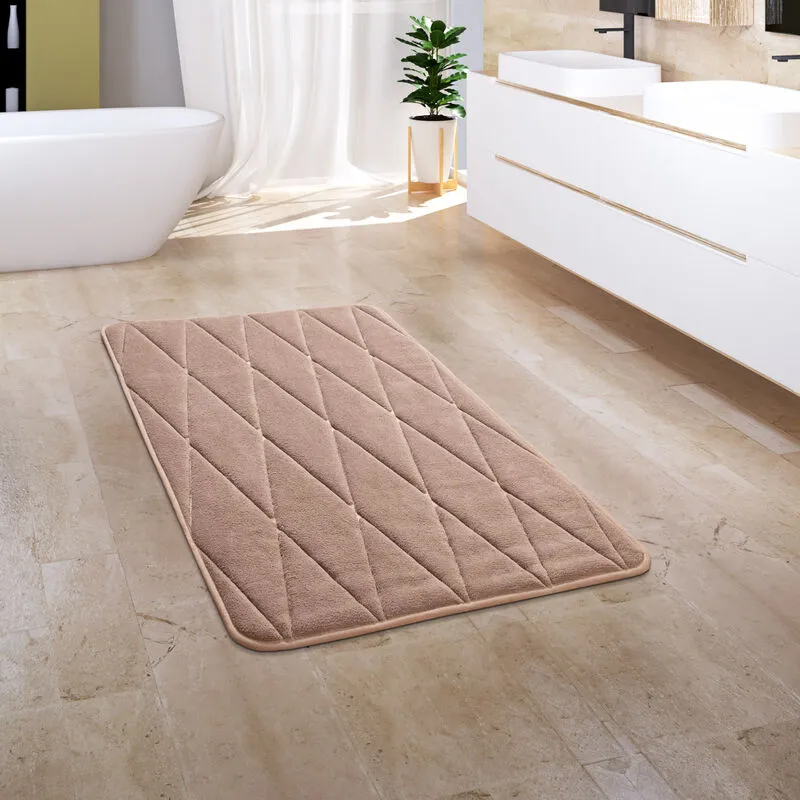 Paco Home Tappeto Bagno Tappetino Da Bagno Zerbino Morbido Memory Foam 3D 60x100 cm, Beige 4