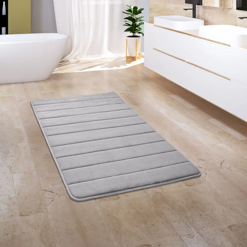 Tappeto Bagno Tappetino Da Bagno Zerbino Morbido Memory Foam 3D Grigio, 50x80 cm - Paco Home