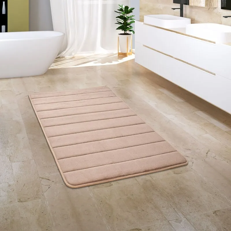 Tappeto Bagno Tappetino Da Bagno Zerbino Morbido Memory Foam 3D 50x80 cm, Beige 3 - Paco Home