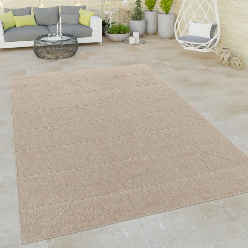 Tappeto Cucina Da Esterno Salotto Moderno Balcone Terrazo Astratto Beige 80x150 cm - Paco Home