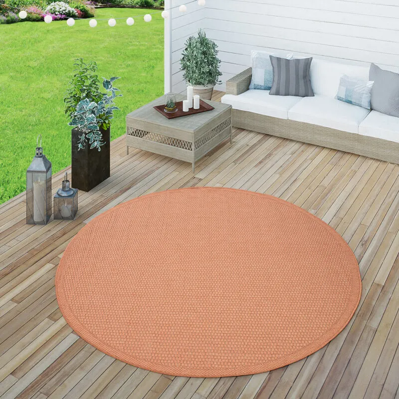 Tappeto da esterni per terrazza, balcone e cucina, tinta unita, moderno, rosso ø 160 cm tondo - Paco Home