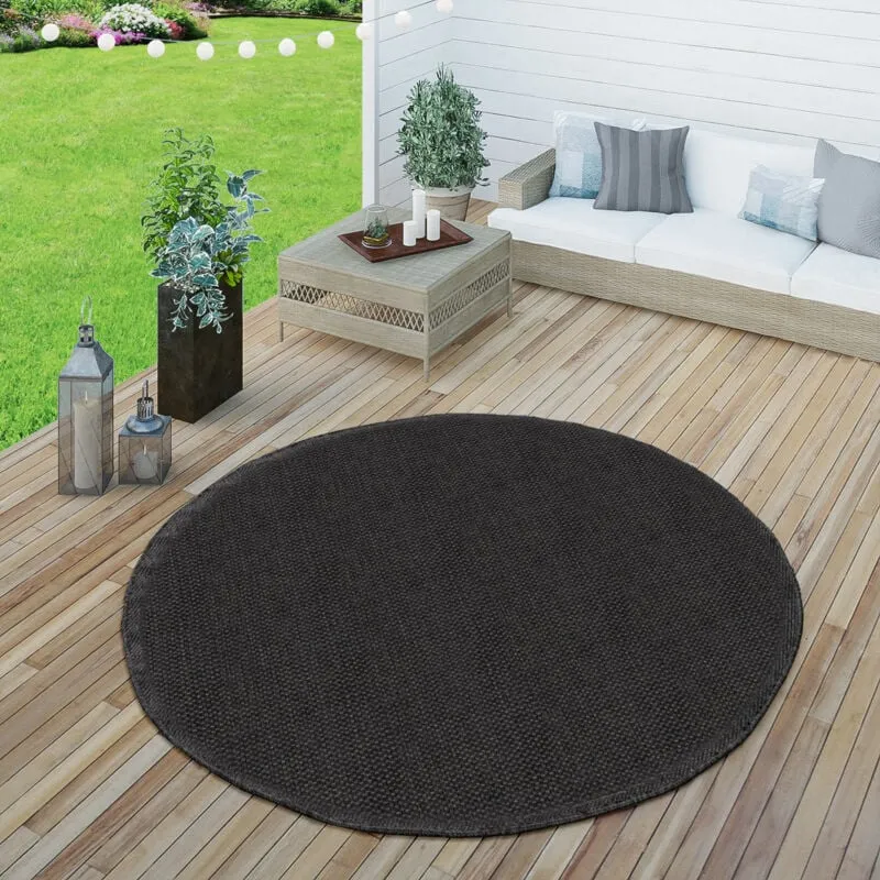 Tappeto da esterni per terrazza e balcone, da cucina, tinta unita, moderno, nero ø 160 cm tondo - Paco Home