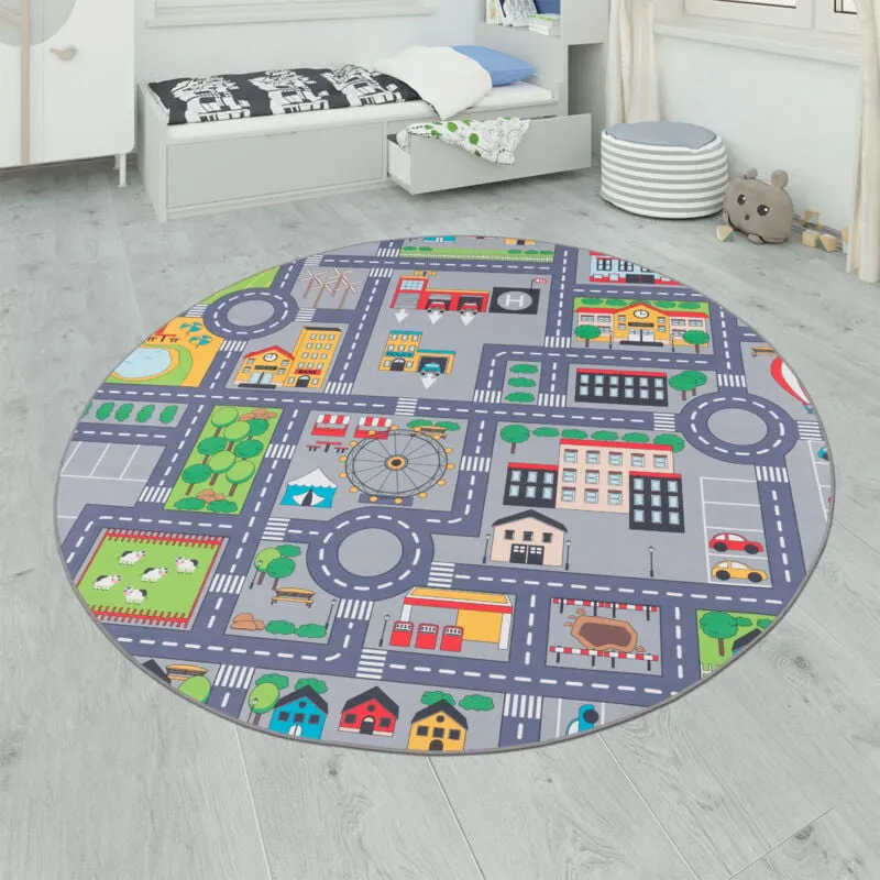 Tappeto da gioco per la camera dei bambini, design di strade, in grigio 120x160 cm - Paco Home