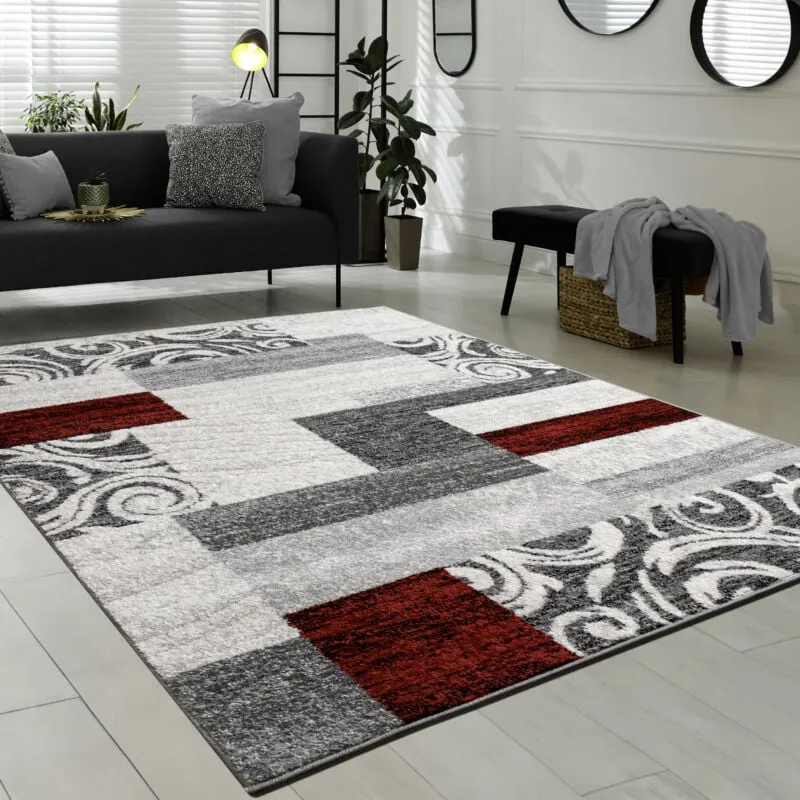 Tappeto Di Design Per Salotto Arredamento Interno Tappeto Mélange Rosso Grigio 80x150 cm - Paco Home