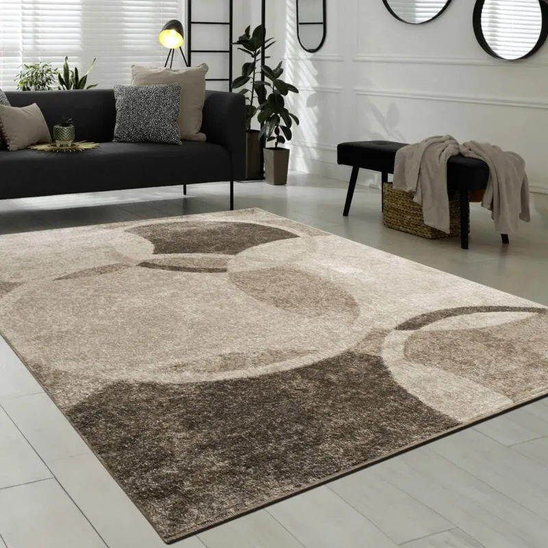 Tappeto Di Design Per Salotto Motivo a Cerchio Marrone Beige Prezzo eccezionale 120x170 cm - Paco Home