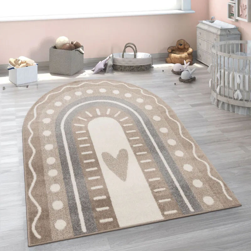 Tappeto per bambini cameretta bambine bambini diversi motivi e dimensioni Beige 2, 120x160 cm forma di arcobaleno - Paco Home