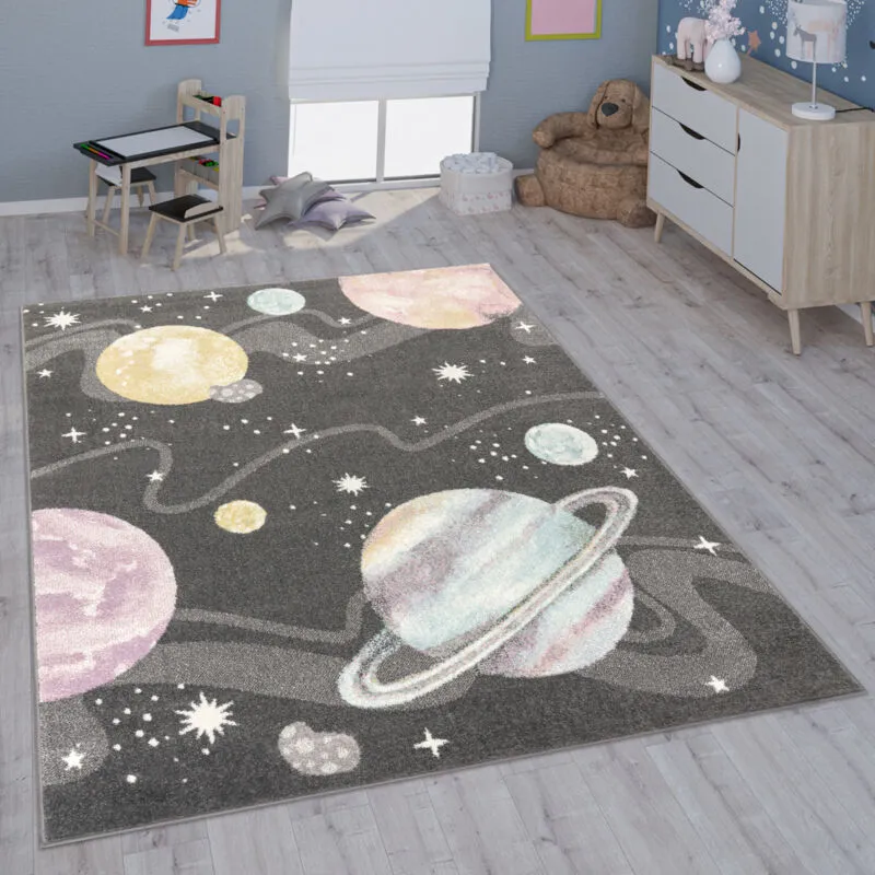 Tappeto per bambini cameretta bambine bambini diversi motivi e dimensioni Antracite, 240x340 cm - Paco Home