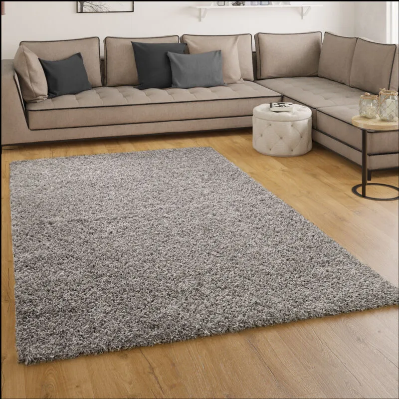 Paco Home - Tappeto Shaggy / a Pelo Alto / a Pelo Lungo / Tappeto a Tinta Unita In Grigio 160x220 cm