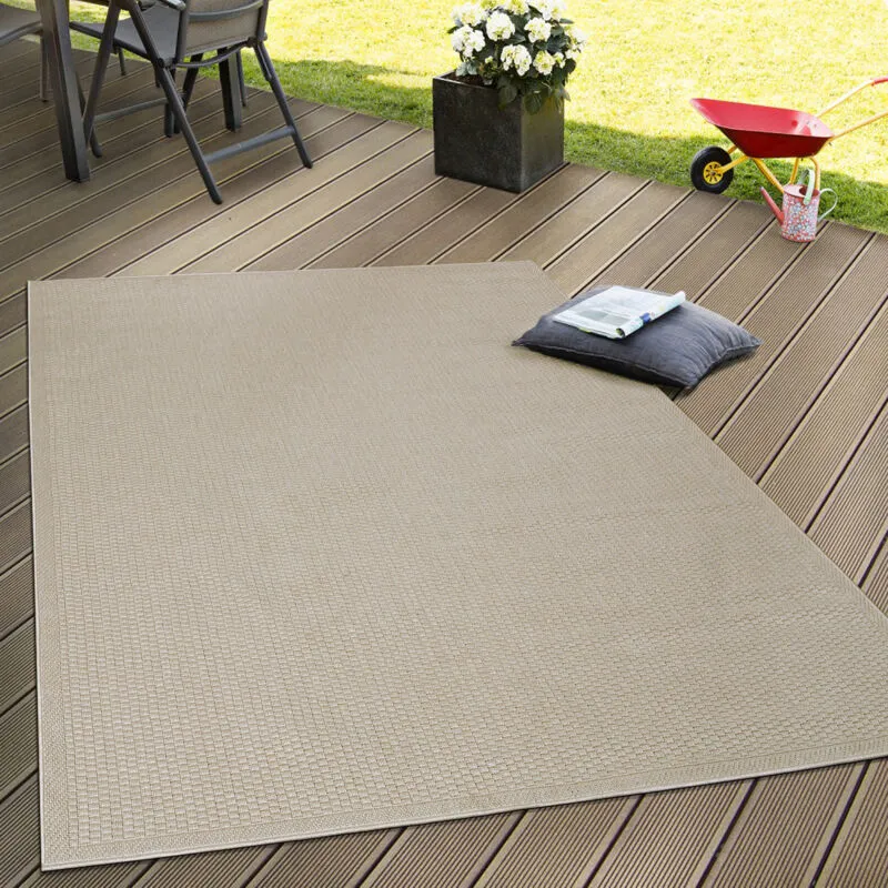 Paco Home - Tappeto Tessitura Piatta Esterno e Interno Tappeti Terrazze Look Naturale Beige 200x350 cm