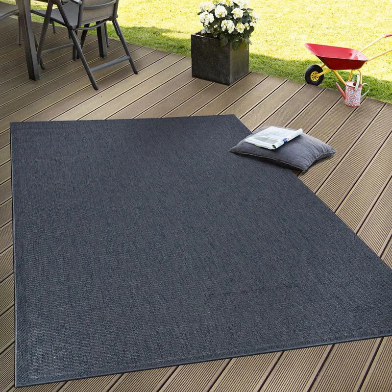 Tappeto Tessitura Piatta Esterno e Interno Tappeti Terrazze Look Naturale Navy 140x200 cm - Paco Home