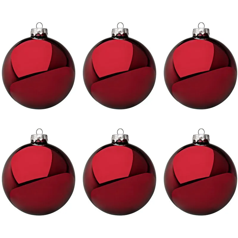 Bizzotto - Palline di Natale in Vetro Rosso Scuro Lucido Decorazioni Addobbi Albero - Diametro: 80 mm